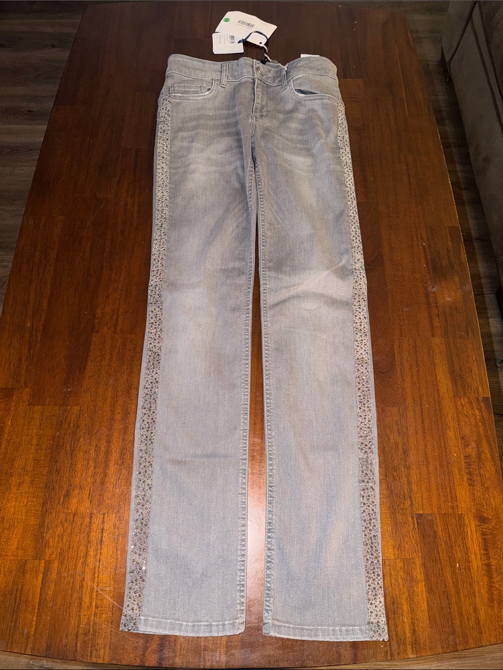 Liu Jo Bottom Up Magnetic Regular Waist Rhinestone Side Stripe Jeans NWT 30x32